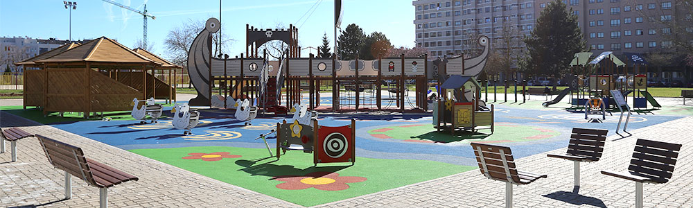 Inclusive playground with accessible surfacing 